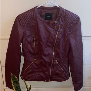 Red Faux-Leather Jacket